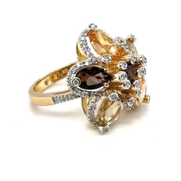 Levian Yellow Gold Flower Ring - Picture 1 of 7